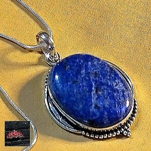 WOMEN'S - LAPIS LAZULI, STERLING SILVER PENDANT ON 18-IN CHAIN.